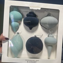 6pc Flocked Finial Christmas Tree Ornament Set - Wondershop™