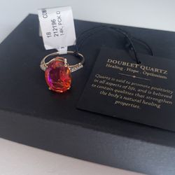 Quartz Ring Size 7.5 14k Gold Band