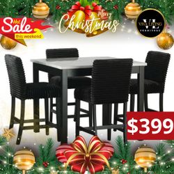 Dior13 Pub Table+4 Chair Black ❤️😍👀