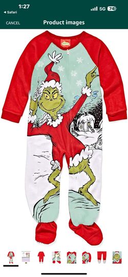 Dr. Seuss The Grinch Size 2t Footed Unisex Pjs 