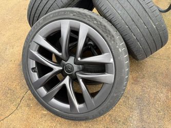 FREE DELIVERY - 1 SINGLE FRONT 2021 2022 TESLA MODEL S PLAID ARACHNID RIM USED TIRE 