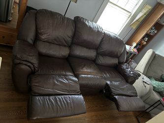 Brown Leather Reclining Couch
