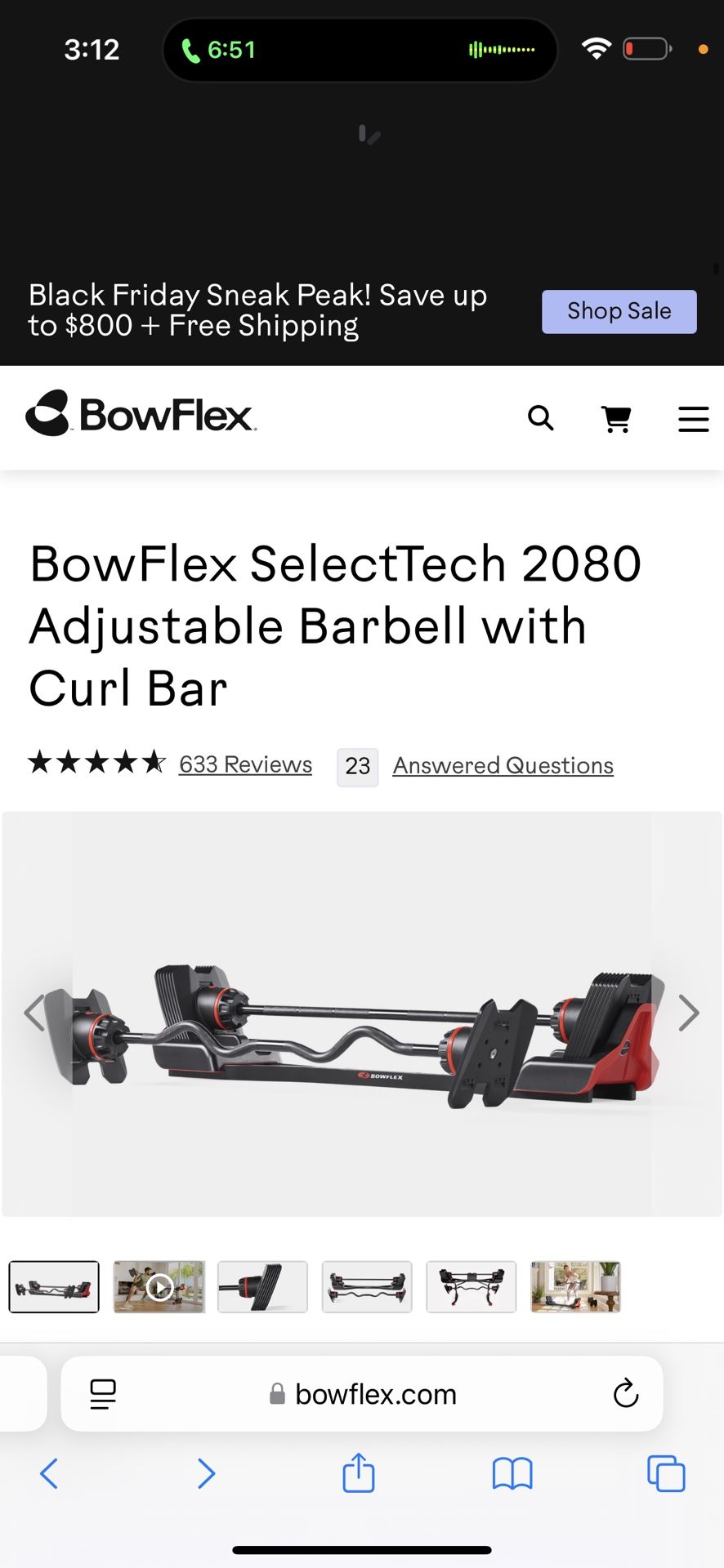Bowflex Adjustable Barbell With Weight Upgrade (120lbs) & Curl bar $500 (Salinas)