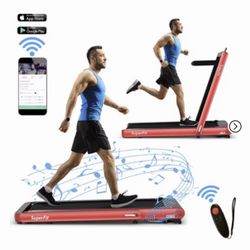 4.75HP 2 In 1 Folding Treadmill with Remote APP Control-Red