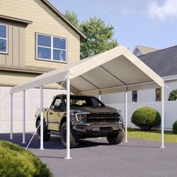 10x20 canvas waterproof carport 8 legs heavy duty