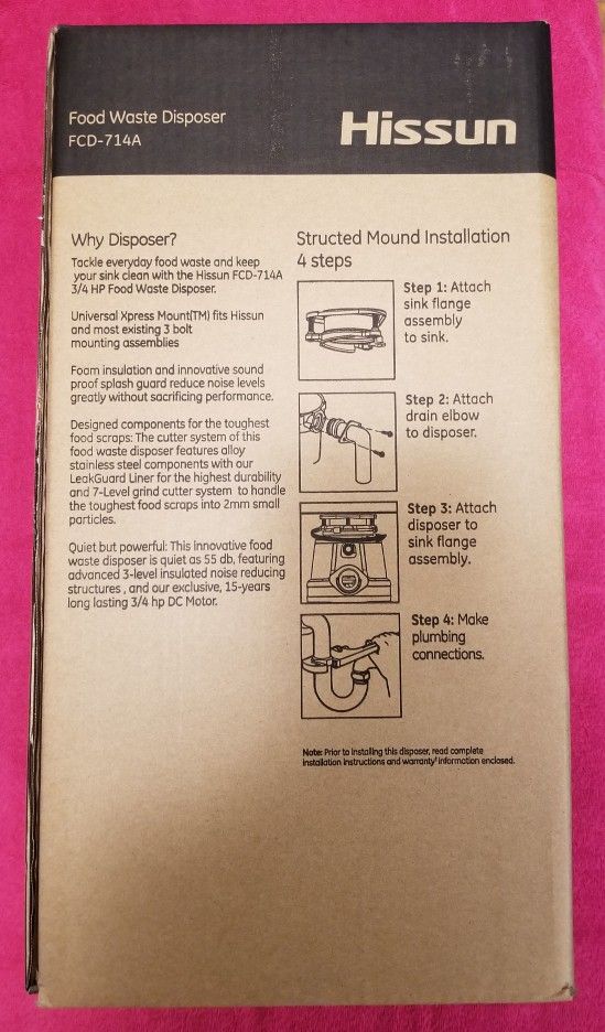 New Hissun 3/4 HP Food Waste Disposer for Sale in SedroWoolley, WA