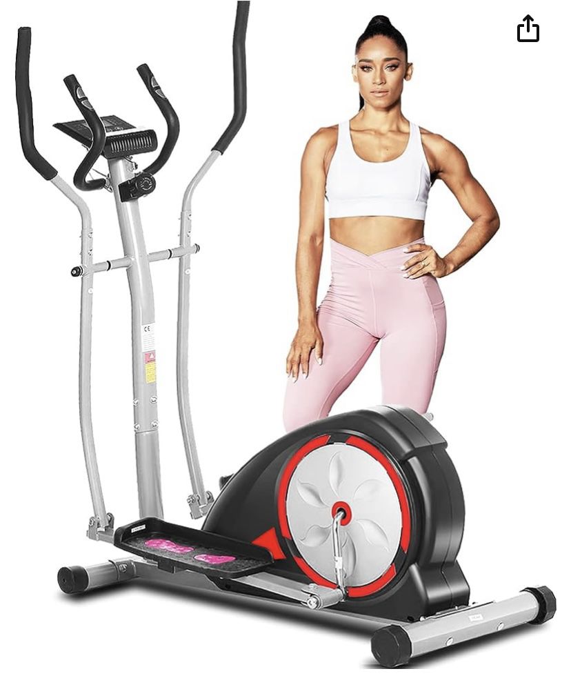 FUNMILY Elliptical Machine, Elliptical Exercise Machine with 8 Levels Resistance and Pulse Rate Grips LCD Monitor, Max Weight Capacity 350Lbs