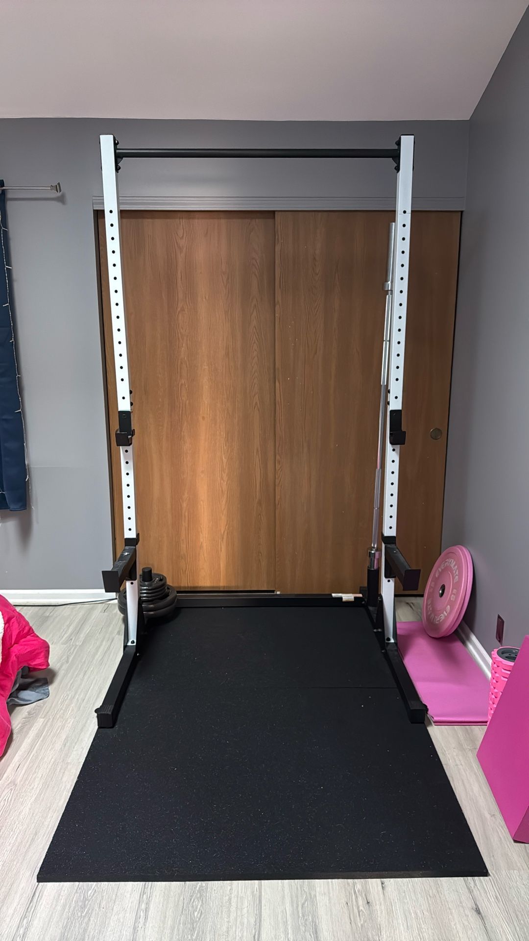 Squat Rack, Barbell, Plates