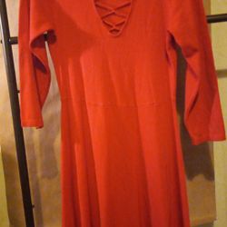 T O R R I D Reddish Orange Long Sleeve Crisscross Sweatshirt Dress Size 1X Excellent Condition