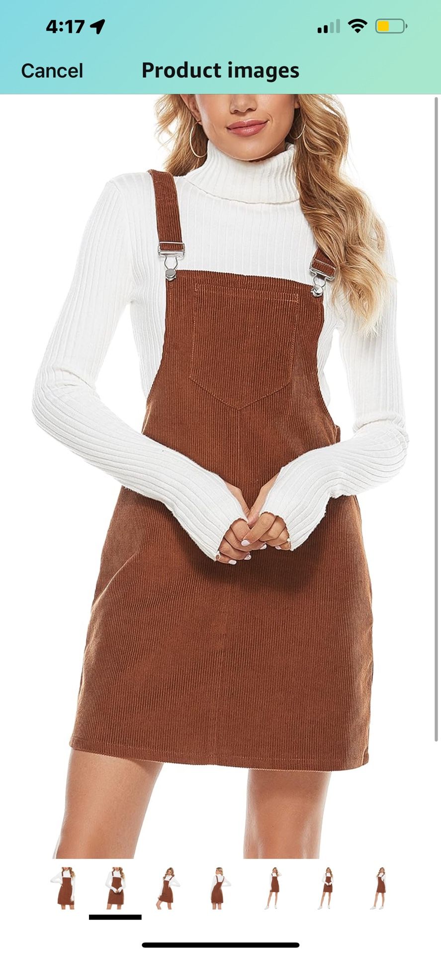 Brown Knee Length Overall Dress