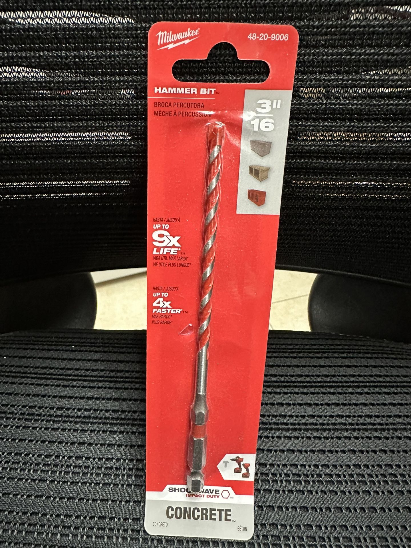 Milwaukee Hammer Drill Bit 3/16”