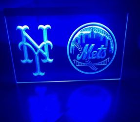 NEW YORK METS LED NEON BLUE LIGHT SIGN 8x12