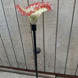 (2) Glass Flower Plants Garden Lawn Decor Stakes Solar 