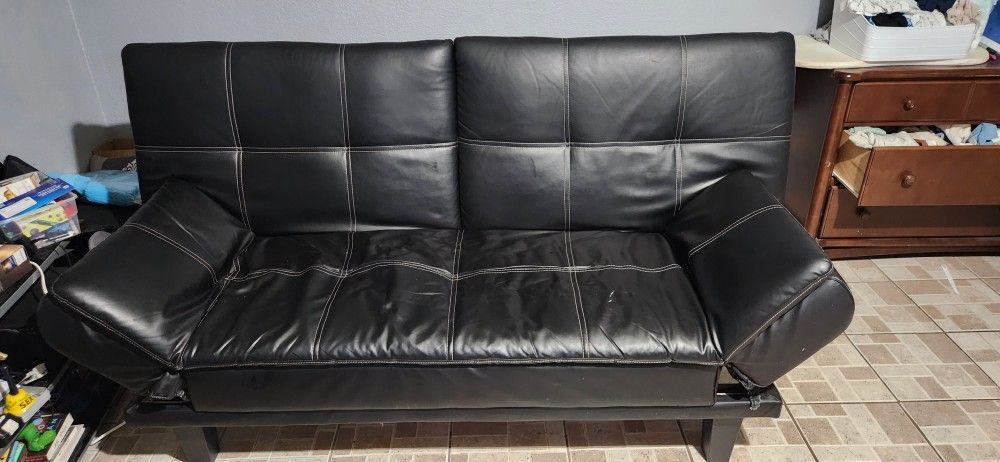 Futon & Lounger Black Faux Leather
