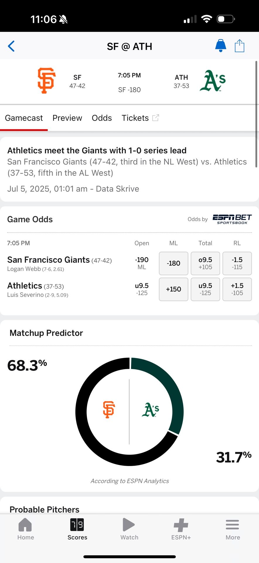 Giants vs A’s Need 2 Tickets For July 5th