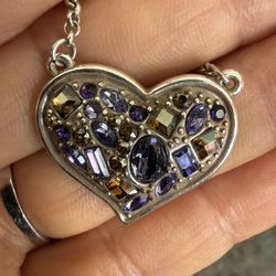 Multicolor Natural Stone Brighton Heart Necklace 