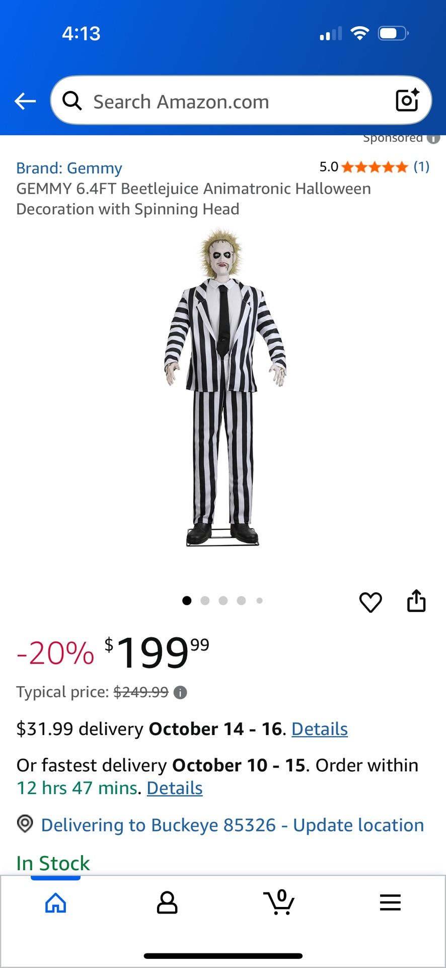 Beetlejuice Hallowen 6.ft