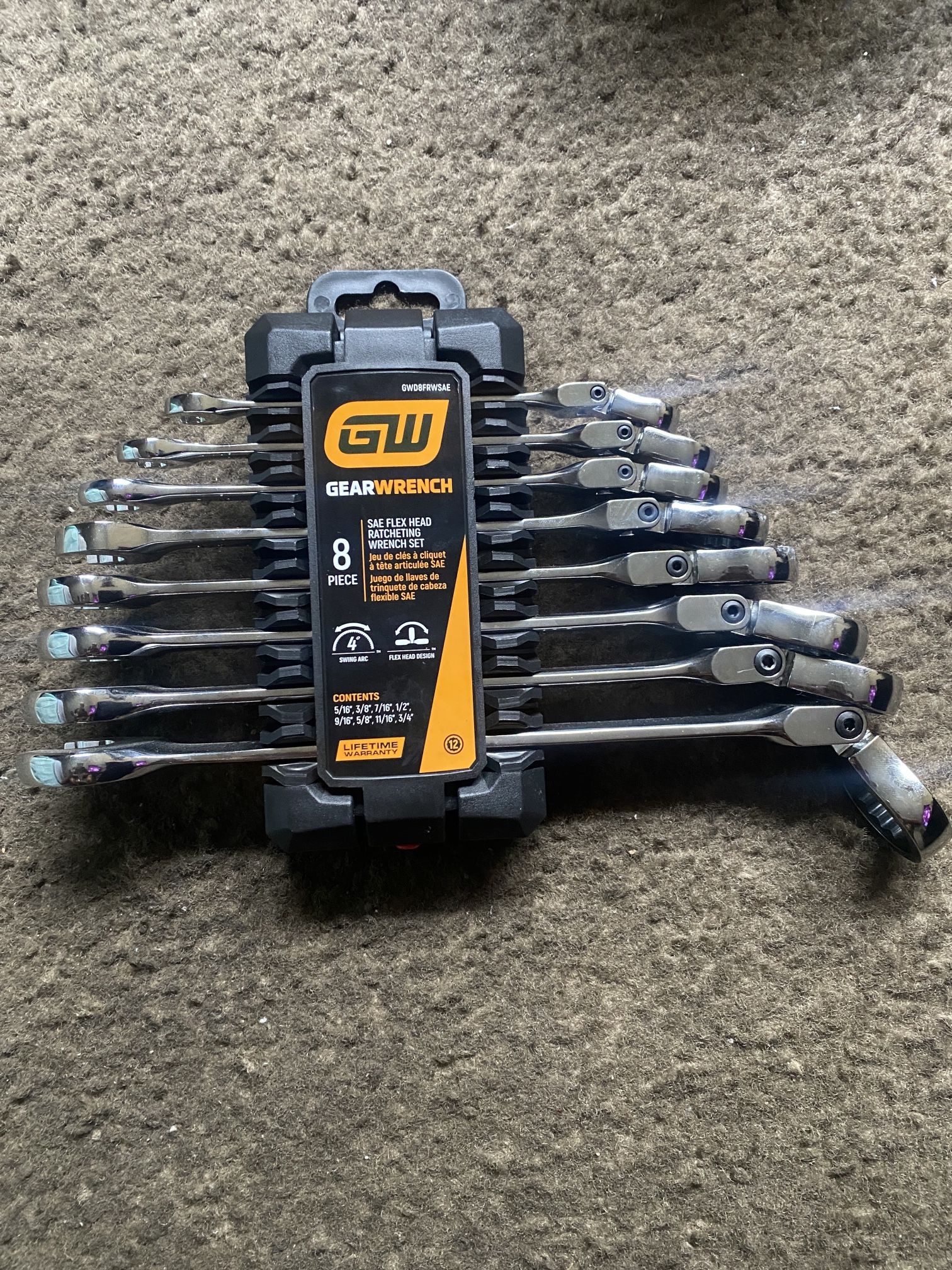 Gearwrench SAE Flex-Head 90-Tooth Combination Ratcheting Wrench Set (8-Piece)