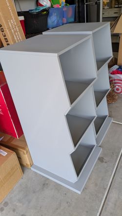 Grey wood shelves