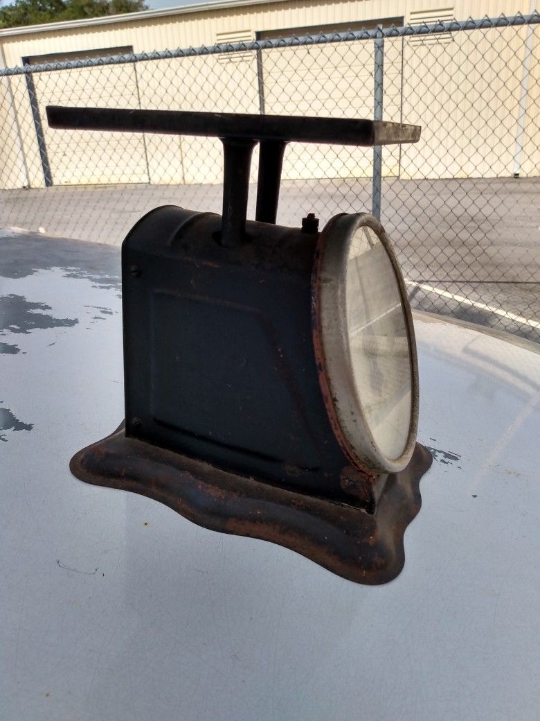 Antique Kitchen Scale With A Glass Front