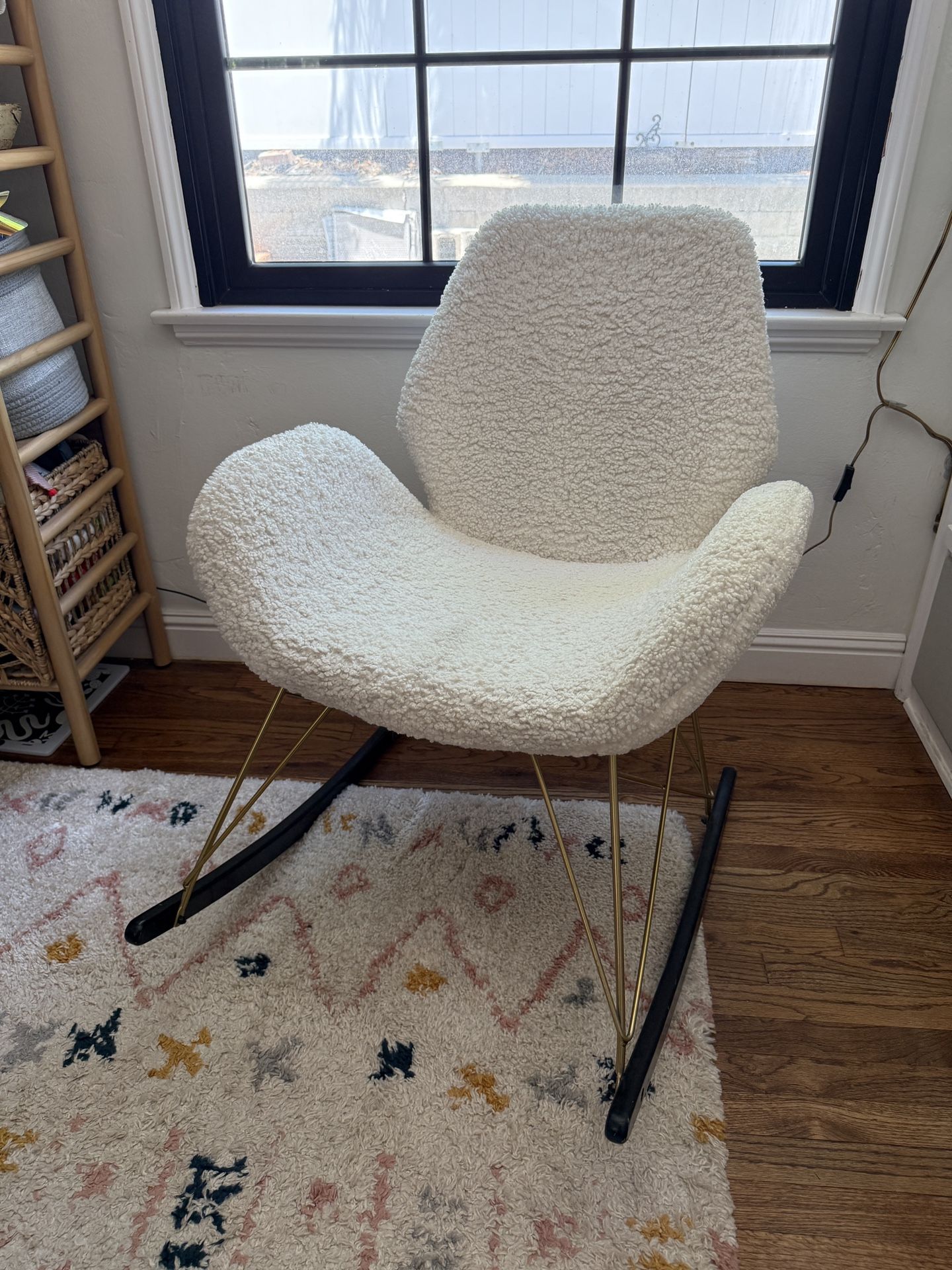 Boucle Rocking Chair With Gold Metal Legs