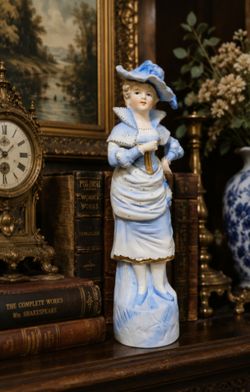 100+ Years Old,German Bisque Porcelain Figurine Victorian Colonial Lady