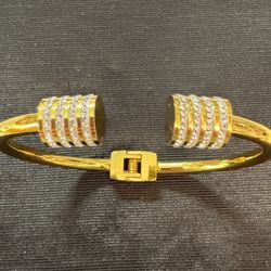 18k Plated Pave Bangle