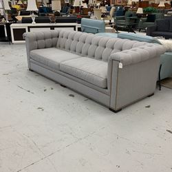 Hickory Grey Fabric Chesterfield 5b