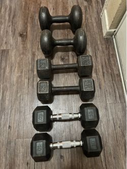 Dumbbell weights 2x10, 2x15 and 2x20 lbs $40 FOR ALL