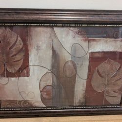 Framed Dark Brown and Gold Highlighted Abstract Wall Art