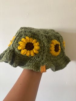 Handmade Crochet Sunflower Bucket Hat