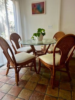 Rattan Dining Table + 4 Chairs