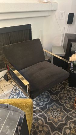 Cb2 black and gold mid century modern style lounge chair living room barely used