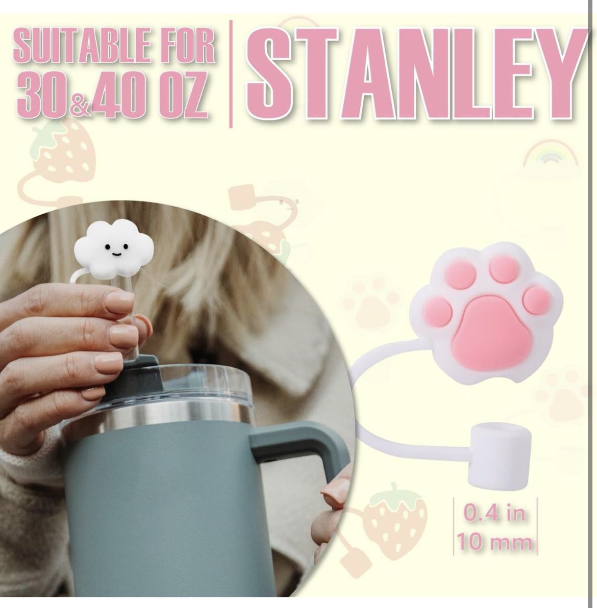 Straw Cover For Stanley, 5 PCS Suitable Silicone Stanley Cup Straw Cover -  Variable Colour Stanley Straw Cover - Straw Covers for Reusable Straws - St  for Sale in Ontario, CA - OfferUp