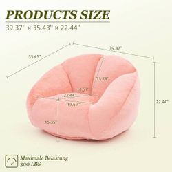 Modern Orange Faux Fur Shell-Shaped Bean Bag Chair