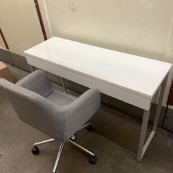 💺 Desk + Chair Bundle: GreenForest Vanity Desk + OFM ESS Grey Office Chair