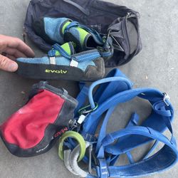 Climbing Gear Bundle – Shoes, Harness, Chalk Bag (Great Starter Set)