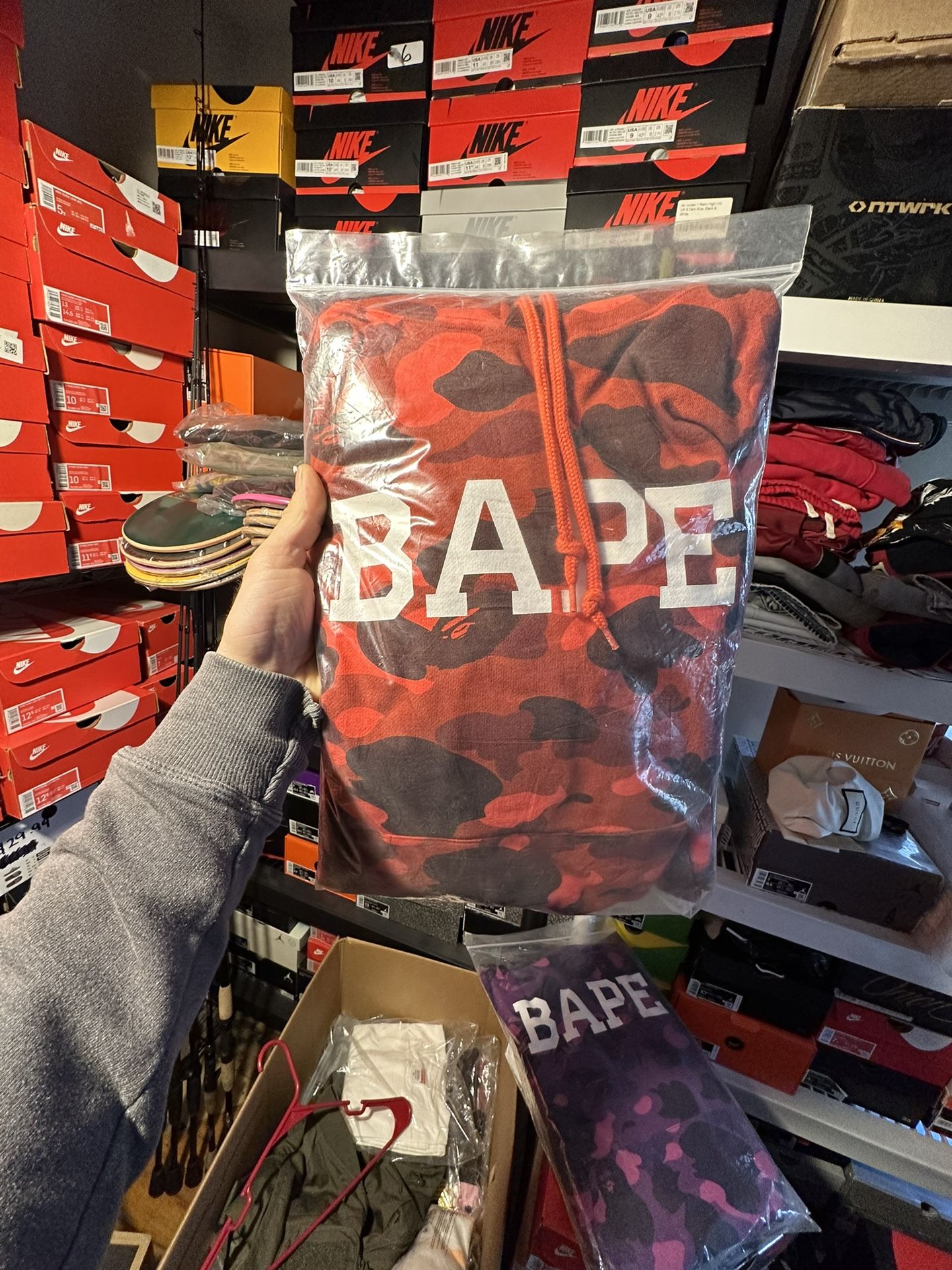 Bape Red Camo Pullover Hoodie Brand New! Size: L