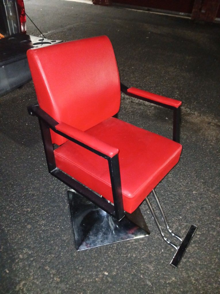 Small Square Barber Chair PU Leather Hairdressing Chair 58x57x97.5-112.5CM Black/Red(D)