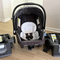 Graco SnugRide Lite LX Infant Car Seat + 2 Bases