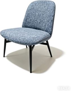 Modern Minimalist Armless Accent Chair with Metal Legs Upholstered in Fabric Blue&Black