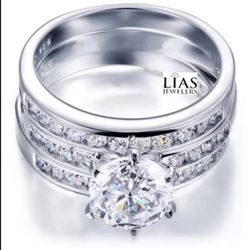 New 18k White Gold Wedding Ring Set 