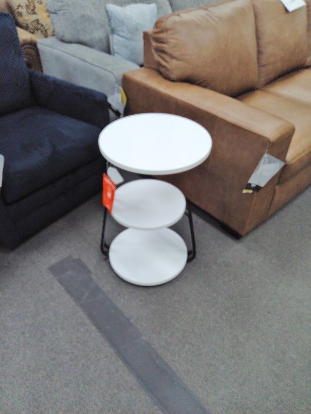 White & Black End Table W/ Shelves