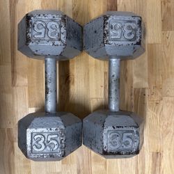 35 lb Cast Iron Dumbbells – Pair