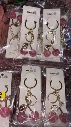 Pink Cherry purse keychains