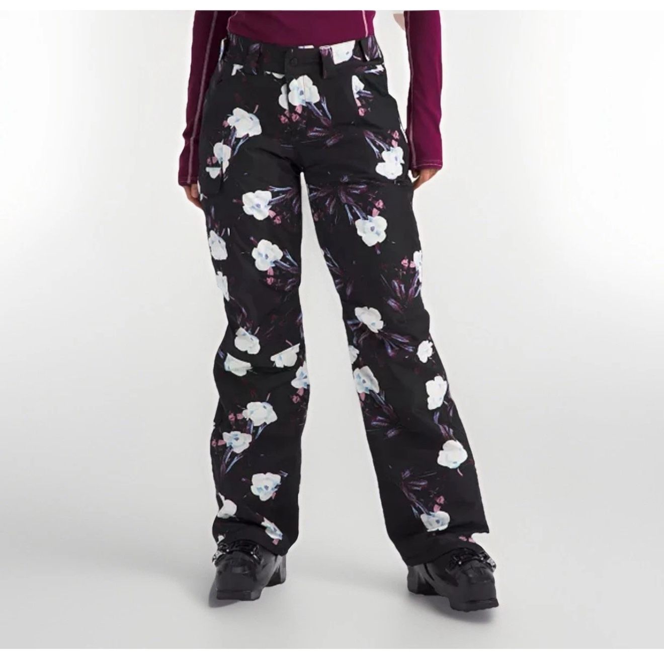 The North Face Women Size XL Short Freedom Insulated Snow Ski Pants Black Floral