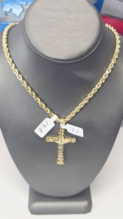 14k Hollow 24inch 4.8mm Chain With 14k Pendant