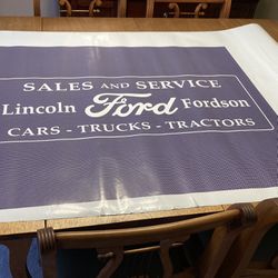 NOS Lincoln Ford Fordson Trucks Tractors Cars Service52”x 36”Sticker Advertising