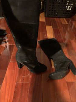 Ladies Black Mixed Media Boots