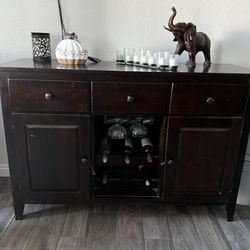 Buffet Cabinet Wood With Wine Rack. 